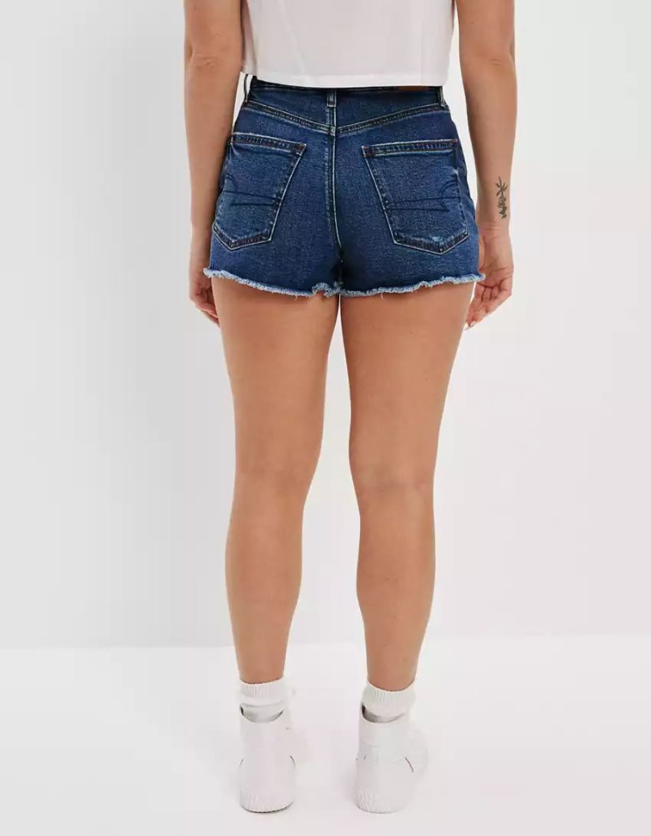 Shorts American Eagle AE Strigid Denim Curvy Highest Taille '90s Boyfriend Indigo Foncé Lavage Femme | WEH-55411592